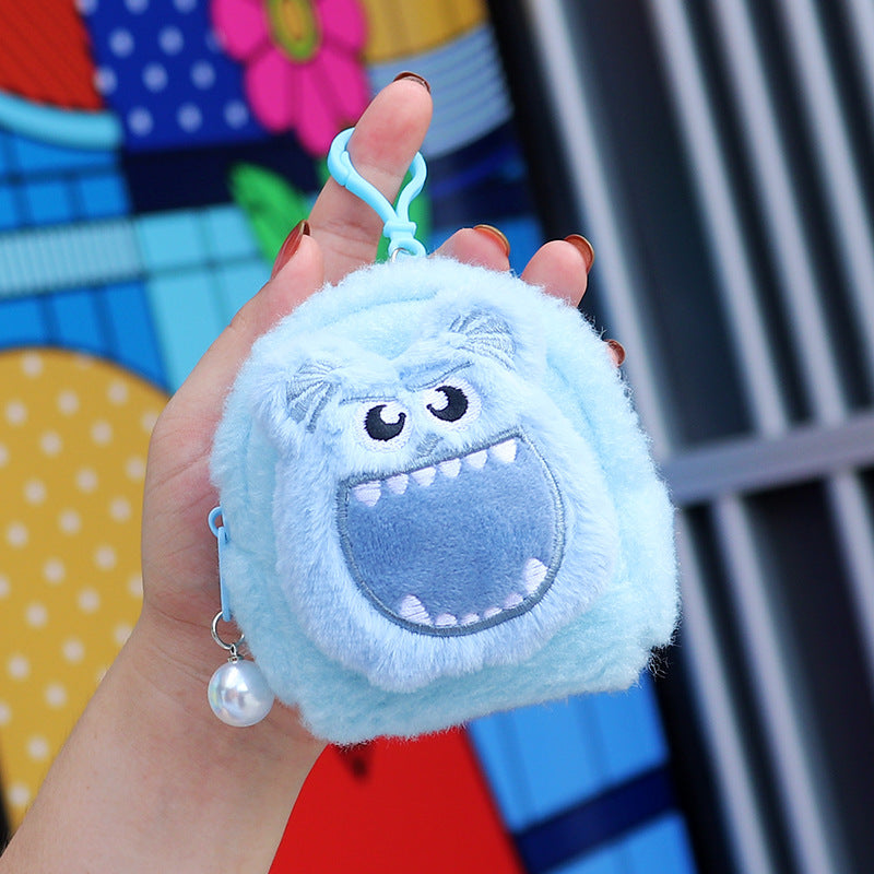 Wholesale Three-dimensional Backpack Type Coin Purse Plush Little Monster Keychain